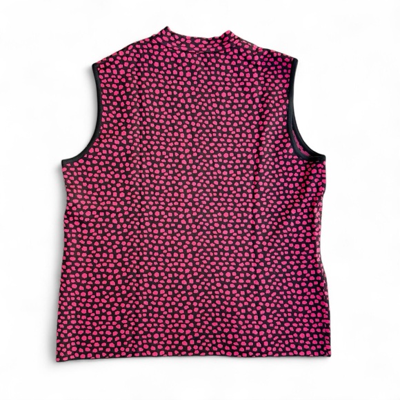 NWOT St. John Santana Knit Pink Black Animal Print Sleeveless Shell Tank Top L - Picture 6 of 11